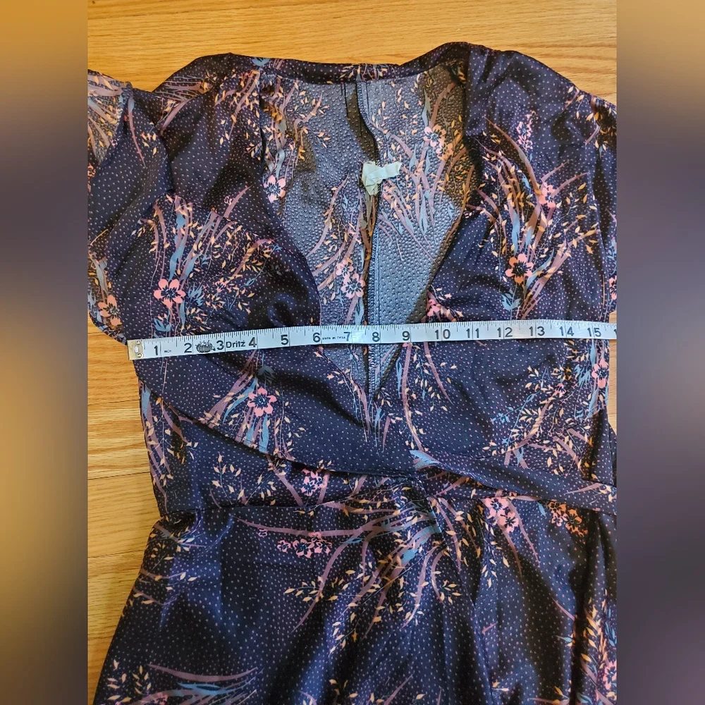 Vintage Elegant Black and Pink Floral Wrapped Dress - Picture 9 of 12